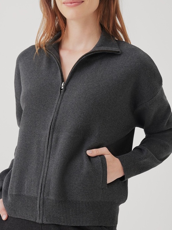 Pact Sweaters - NWT Pact Organic Charcoal Heather Classic Fine Knit Zip Front XS / Small